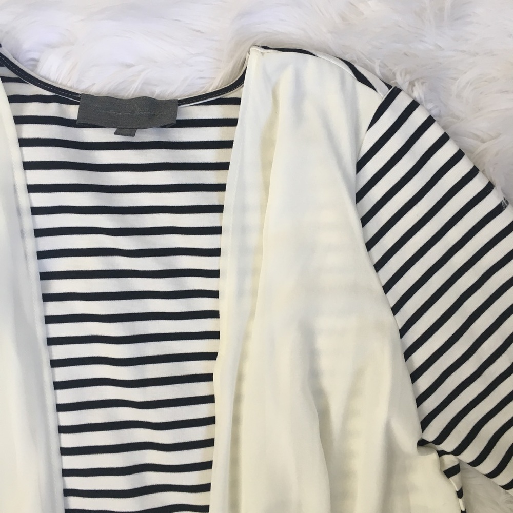 Anthropologie Black and White Stripe Cardigan - Picture 3 of 8